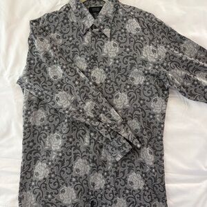 Versace Black and Gray Floral Men's Shirt